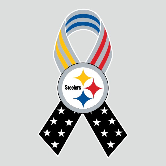 Pittsburgh Steelers Ribbon American Flag logo iron on paper